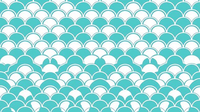 Turquoise and white seamless scale pattern