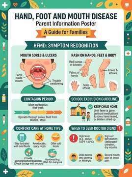 Hand foot and mouth disease symptom recognition guide poster