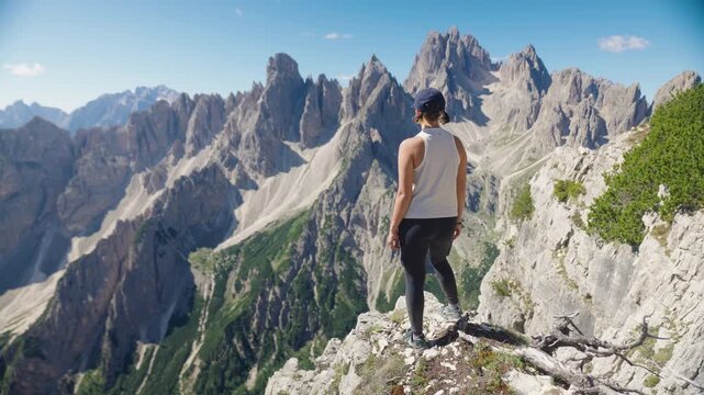 Three Generation Family Hiking in Tre Cime di Lavaredo, Dolomites, Italy