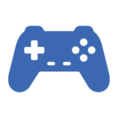 Blue video game controller icon, digital entertainment and gaming symbol, joystick silhouette for interactive fun © dimas1235