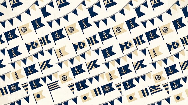 Nautical flag pattern with navy bunting and anchors