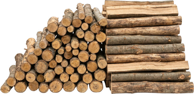 A neatly stacked pile of chopped logs and branches showcasing natural textures and earthy tones ready for use firewood wood timber material rustic forest tree nature round