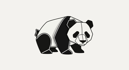 Polygonal panda bear illustration on light background. © desschampp