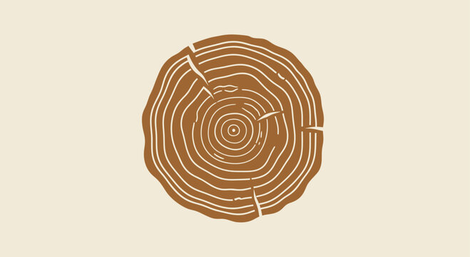 Round wood grain tree ring cross section icon.