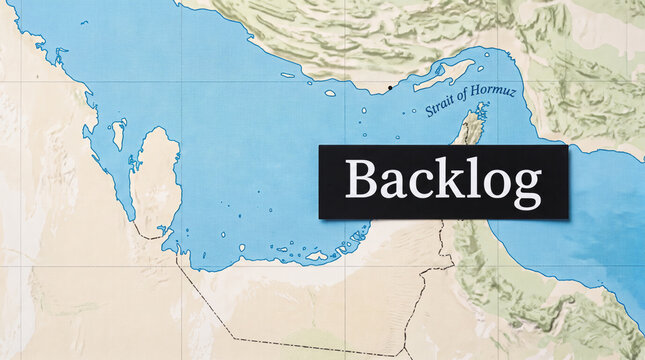 Backlog logistics crisis maritime delay route choke point map gulf shipping stress. Global trade ocean shipping delay. container cargo freight transit, backlog waiting