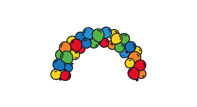 Multi-colored balloon arch for festive party decoration.