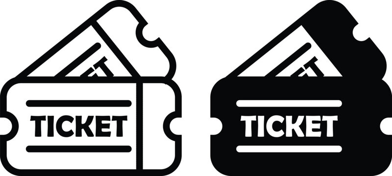 Two ticket in black and white outline styles