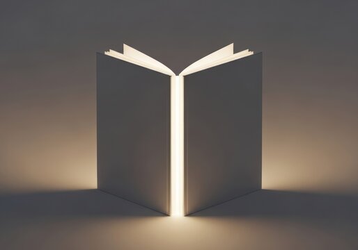 Open book with glowing light conceptual image for education and ideas