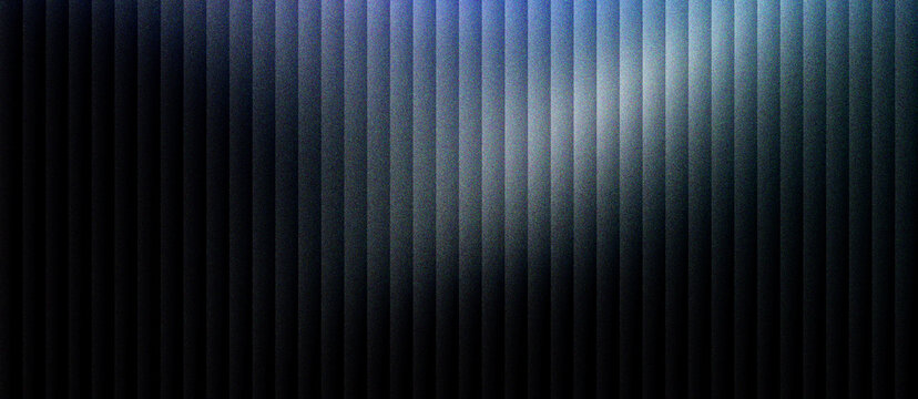 Industrial metallic background with vertical steel slats and blue light, dark chrome texture with rhythmic parallel lines, sleek aluminum paneling for modern technology and corporate design.