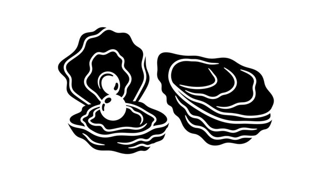 Oyster Shell with Pearl Vector Icon