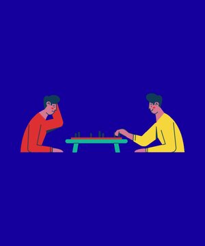 Two men are playing a game of chess