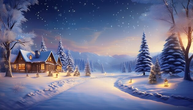 Generic Serene Winter Perspective Landscape Christmas