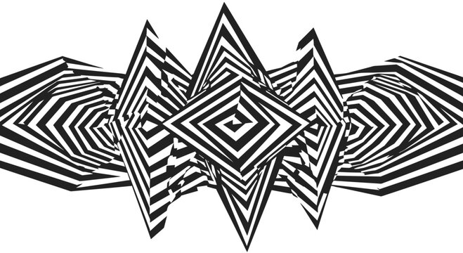 Abstract Geometric Op Art Pattern with Black and White Concentric Rhombus Shapes