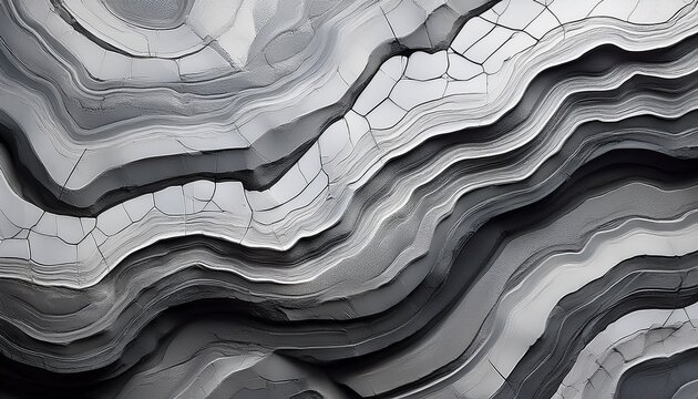 Abstract Grey And White Layered Geological Strata Texture With Cracked Ground Details