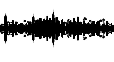 Obraz premium Abstract City Skyline Silhouette with Water Reflection