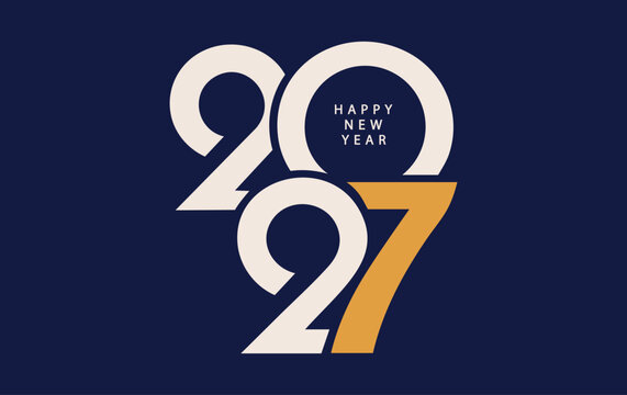 2027 Happy New Year Logo Text Design Collection &ndash; Modern Vector Typography Template Isolated on Transparent Background