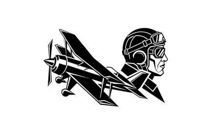 Vintage Pilot and Retro Biplane Illustration © kiki__