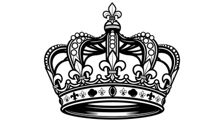 Elegant Black and White Royal Crown Illustration © kiki__