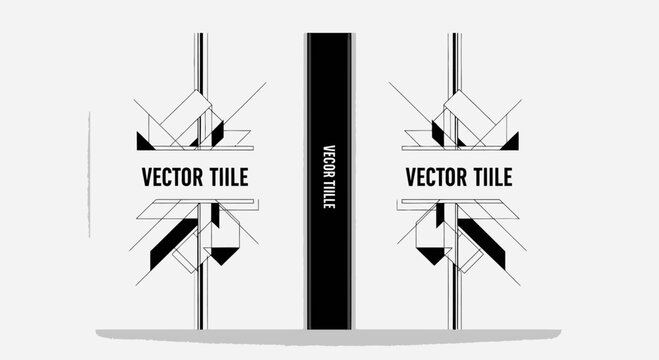 Abstract Geometric Book Cover Template with Minimalist Black and White Design
