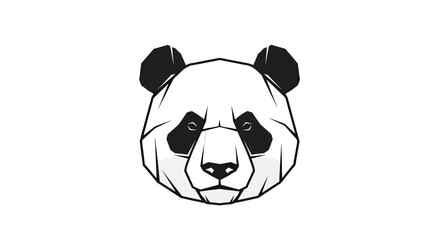 Minimalist geometric panda head line art icon. © Scava