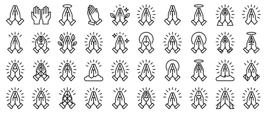 Flat vector illustration of human hands folded in prayer for religion and hope