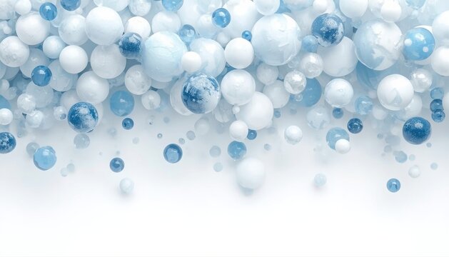 Festive blue and white bubbles background with copy space abstract floating background decoration celebration creative minimalist geometric composition wallpaper backdrop gradient