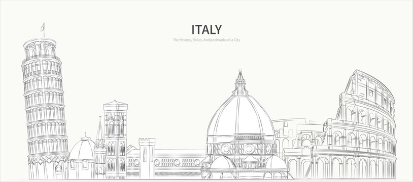 Italy landmark sketch series eps design.