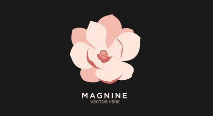 Pink magnolia flower illustration with brand text. © Sesko