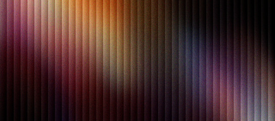 Fototapeta premium Abstract vertical lines background with soft colorful light leaks. Modern dark textured pattern with purple and orange gradient glow. Minimalist linear backdrop for digital tech presentations.