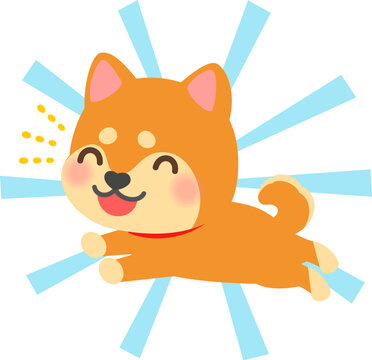 楽しそうに走る柴犬のデフォルメイラスト