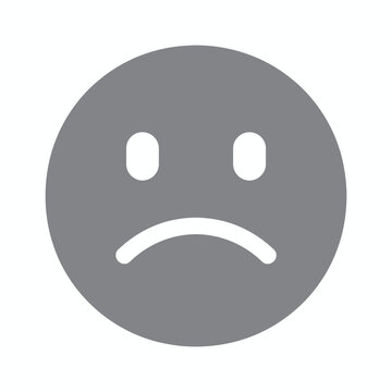 Sad face icon, negative emotion symbol, unhappy emoticon, face with frown, expressing sadness, disappointment, or displeasure, simple flat design