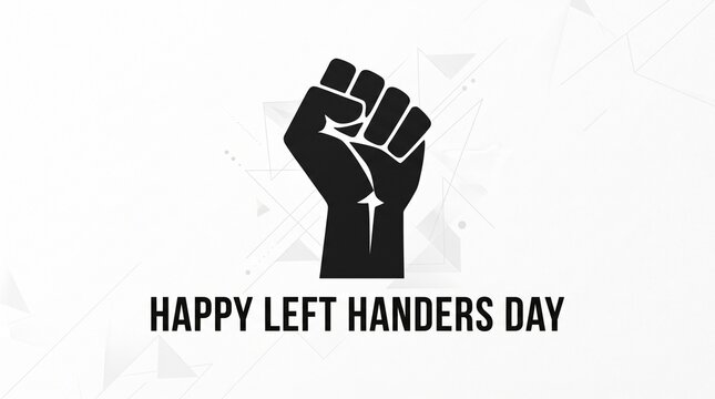 Black minimalist fist icon representing the annual left handers day celebration
