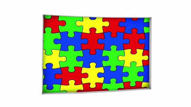 Colorado CO State Map Autism Puzzle Pieces Awareness Autistic Symbol Spectrum 3d Animation