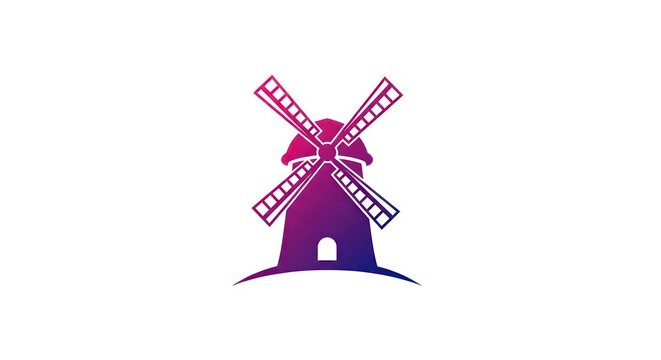 Traditional windmill silhouette with purple gradient