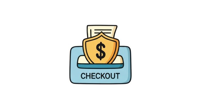 Secure checkout payment processing icon with shield