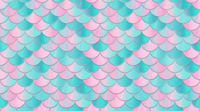 Pastel mermaid scale pattern in pink and teal tones