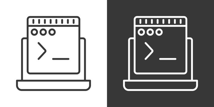 Terminal Console Icon Set Vector Collection Isolated In Black And White