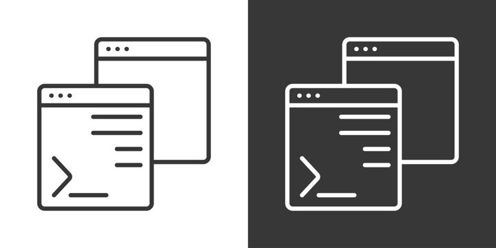 Command Line Icon Set Vector Collection Isolated In Black And White