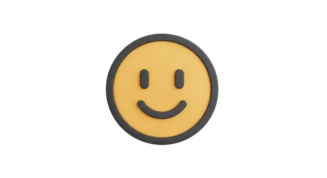 Yellow 3d smiley face emoji icon with black frame