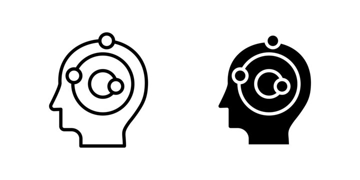 Deep Learning Brain dual style icon set