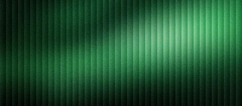 Emerald green vertical stripes background with soft light gradient. Abstract dark green ribbed texture pattern for luxury branding. Elegant emerald green pinstripe backdrop for web banners.