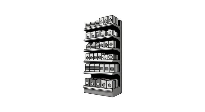 Grocery store aisle shelf with products