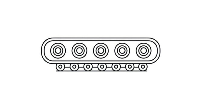 Simple industrial conveyor rollers line drawing