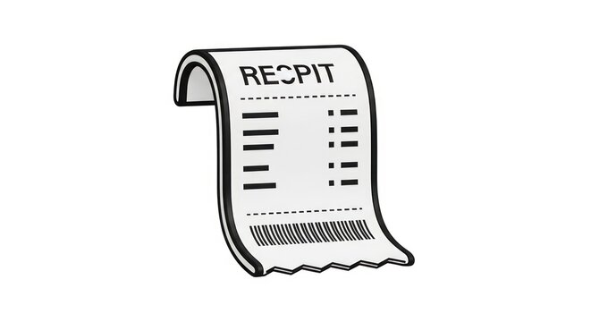Paper receipt icon with barcode and line details