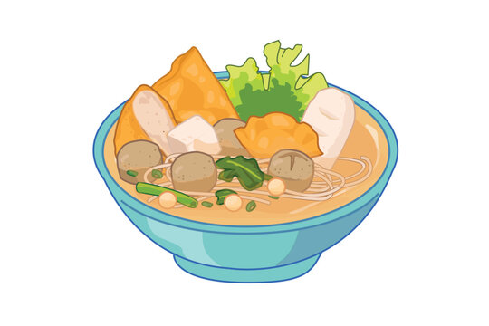 a bowl of sundanese baso aci illustration