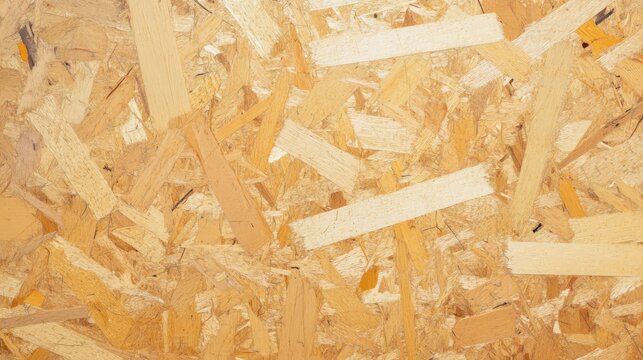 Close-up of a beige particle board texture with light brown wood chips