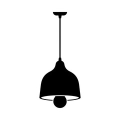 Bell shaped pendant light silhouette with visible bulb. © Rima