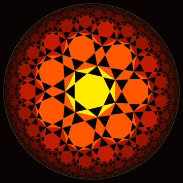 Abstract geometric hyperbolic fractal pattern with lava colors