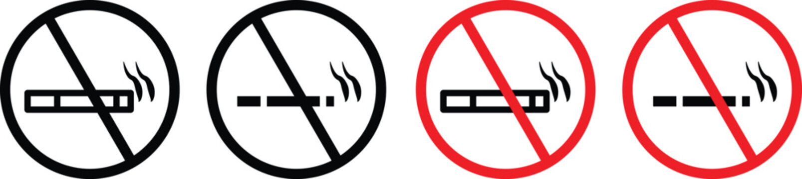 No smoking icon minimal drawings set