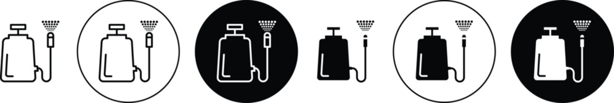Pressure sprayer icon minimal drawings set